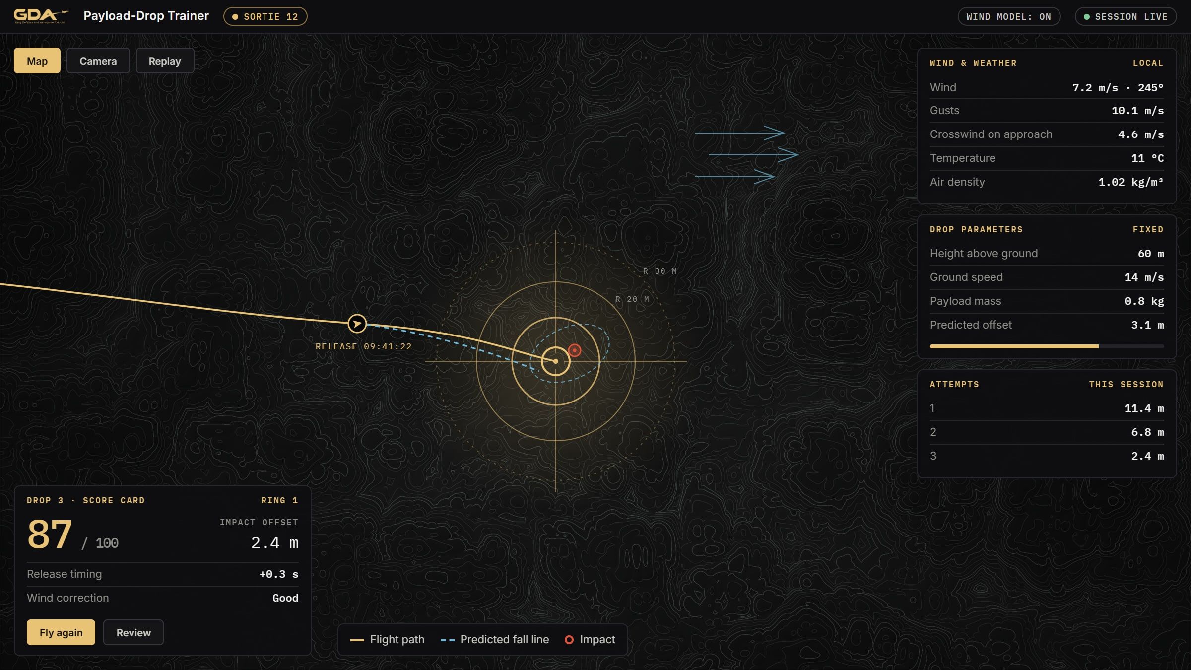 UAV Payload-Drop Trainer: A simulator that teaches one thing properly: releasing a load from a drone and hitting wha
